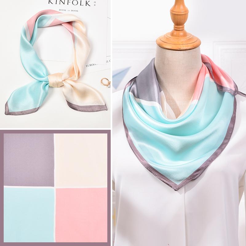 100% Real Silk Neck Scarf For Women Print Silk Square Scarf Neckerchief Fashion Bufanda  New Elegant Foulard Femme 65x65cm