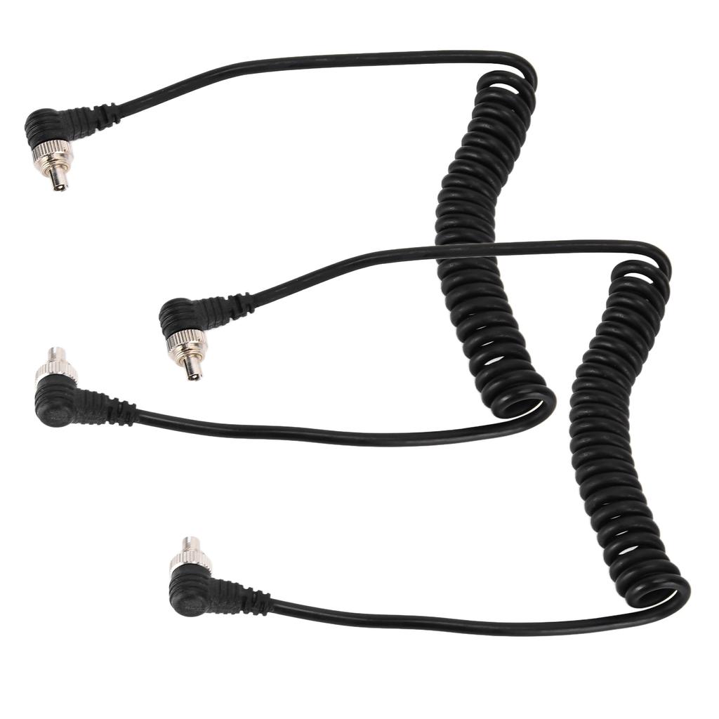 2Pcs Camera Flash Synch PC Cord Male to Male Speedlite Spring Cable Universal Type for Studio Video