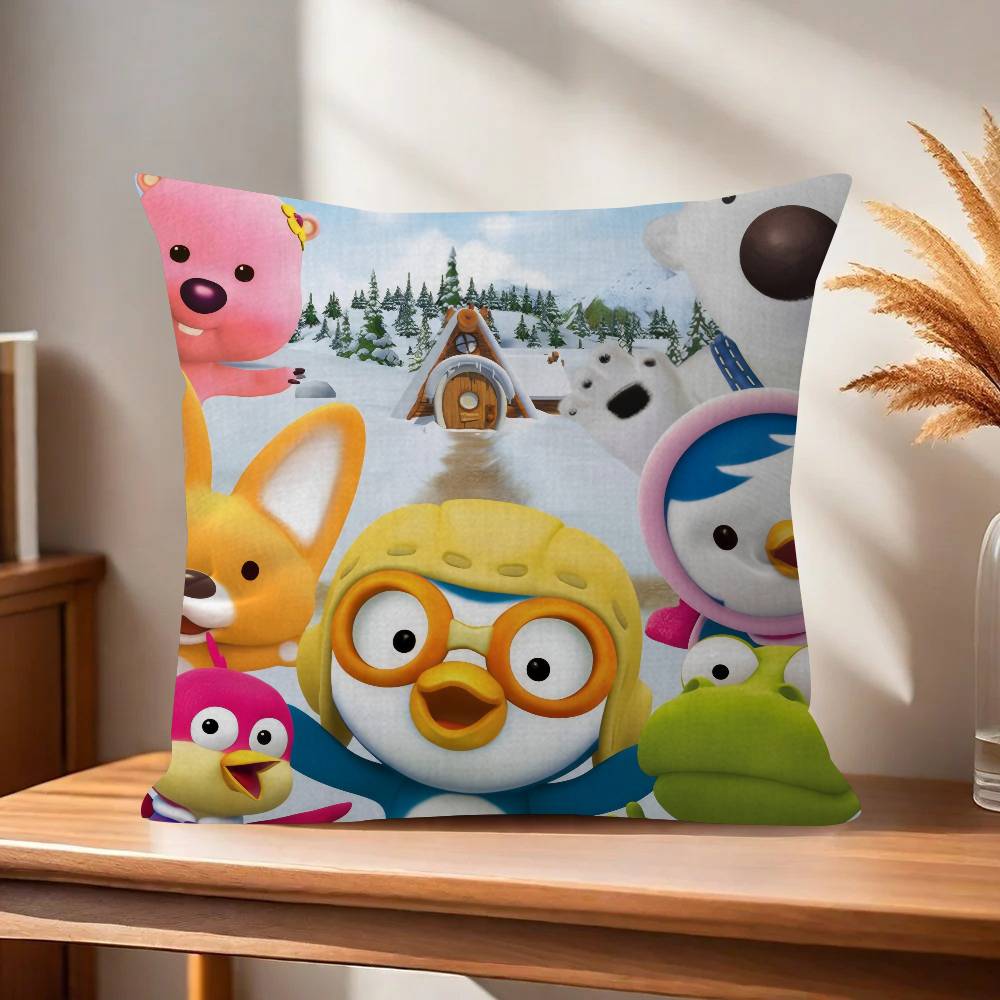 Anime cute Pororos Office Cushion Pillowcase Car Cushion CoverXCM Lumbar Pillowcase Sofa Pillowcover