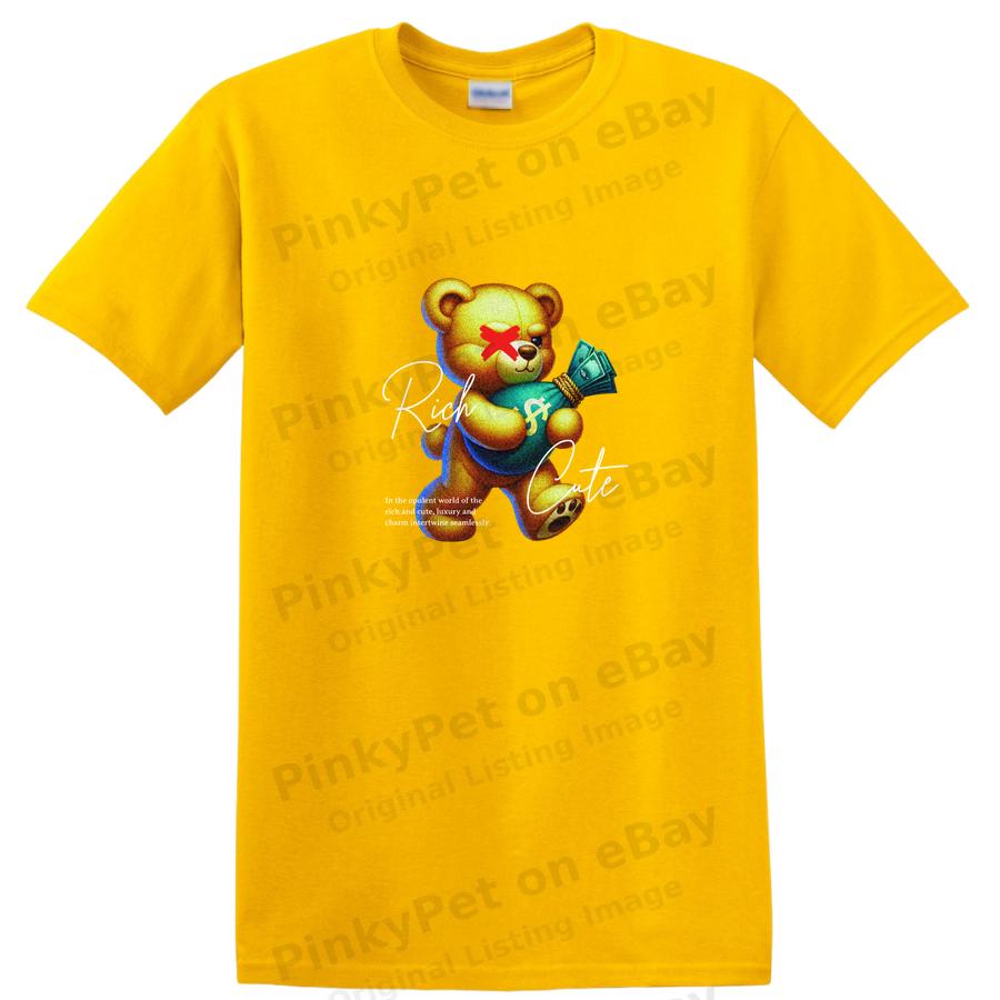 Bear Holding Money Cute Funny Graphic T Shirt Casual Tee for Adults Kids