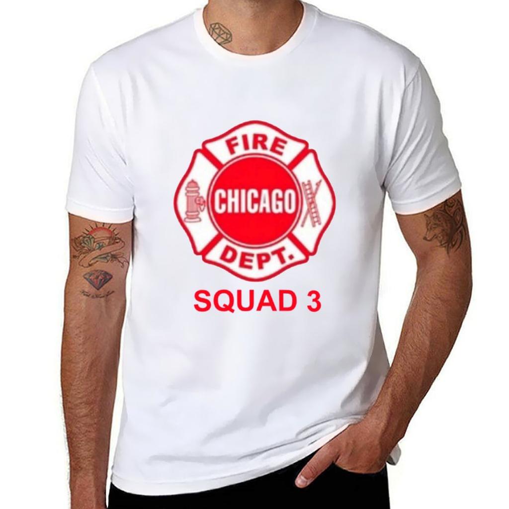 Chicago Fire Squad 3 E T-Shirt heavyweights Aesthetic clothing mens clothes