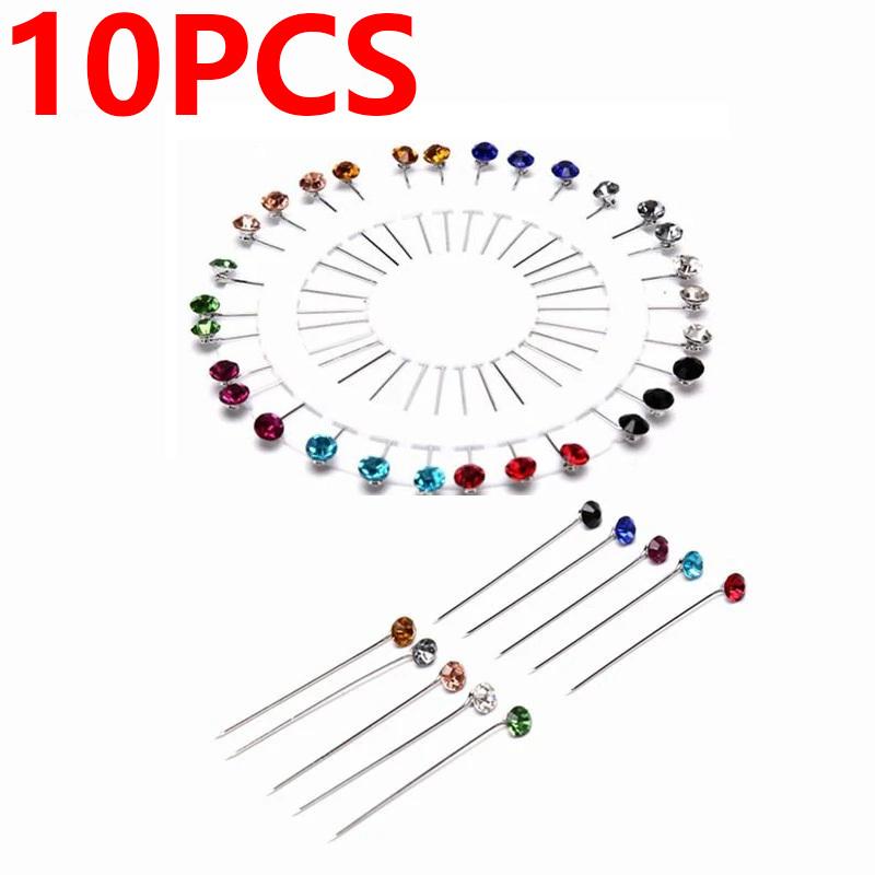 10pcs/set Zircon Brooch Fashion Elegant Women Scarf Safety Long Pins DIY Clothing Decoration Handmade Jewelry Accessories
