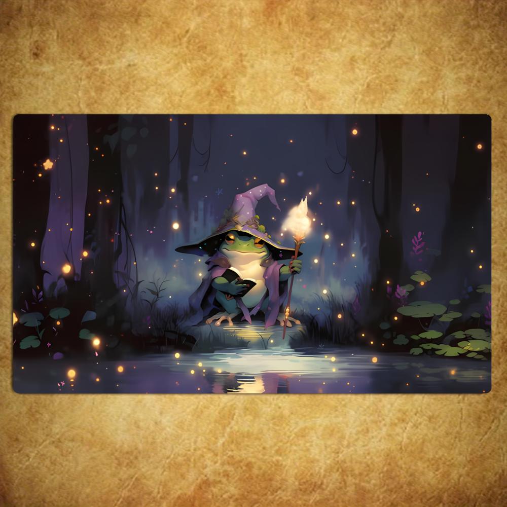 Magic Card Playmat TCG Playmat Forest Little Witch Non-Slip Stitched Edge Tabletop Gaming Mats Tapete Magic Card Pad