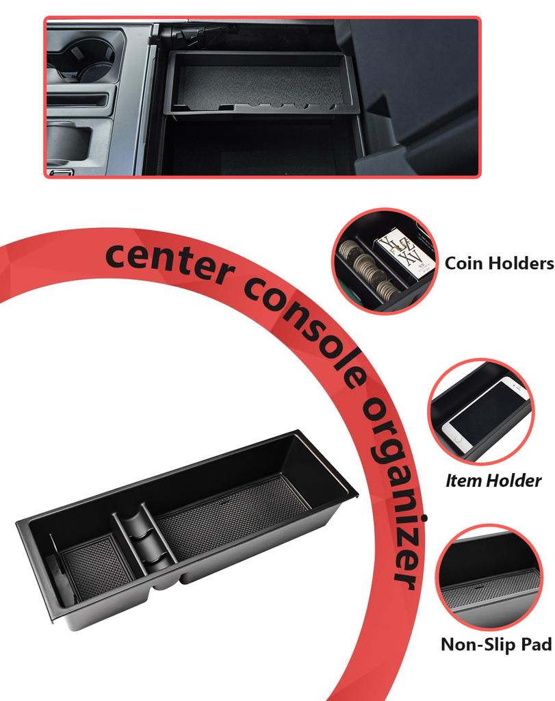 For Ford F150 2025 2025 2025 2025 Center Console Tray Organizer Armrest Box Storage Car Secondary Storage Box ABS Accessories