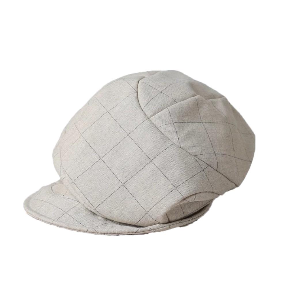 Vintage Plaid Beret Cloud Peaked Hat Retro Octagonal Cap Outdoor