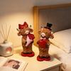 2 Pcs Valentine's Day Highland Cow Figurine Cute Love Scottish Cow Statue with Roses And Heart Romantic Farmhouse Tabletop Decoration
