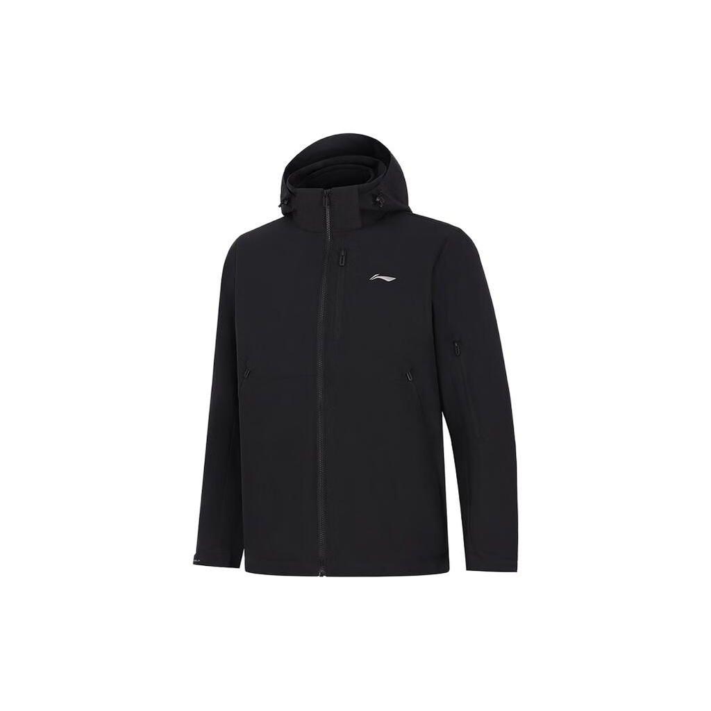 Li-Ning 3-в-1 однотонная спортивная куртка с капюшоном, мужская верхняя одежда AWBT015-5