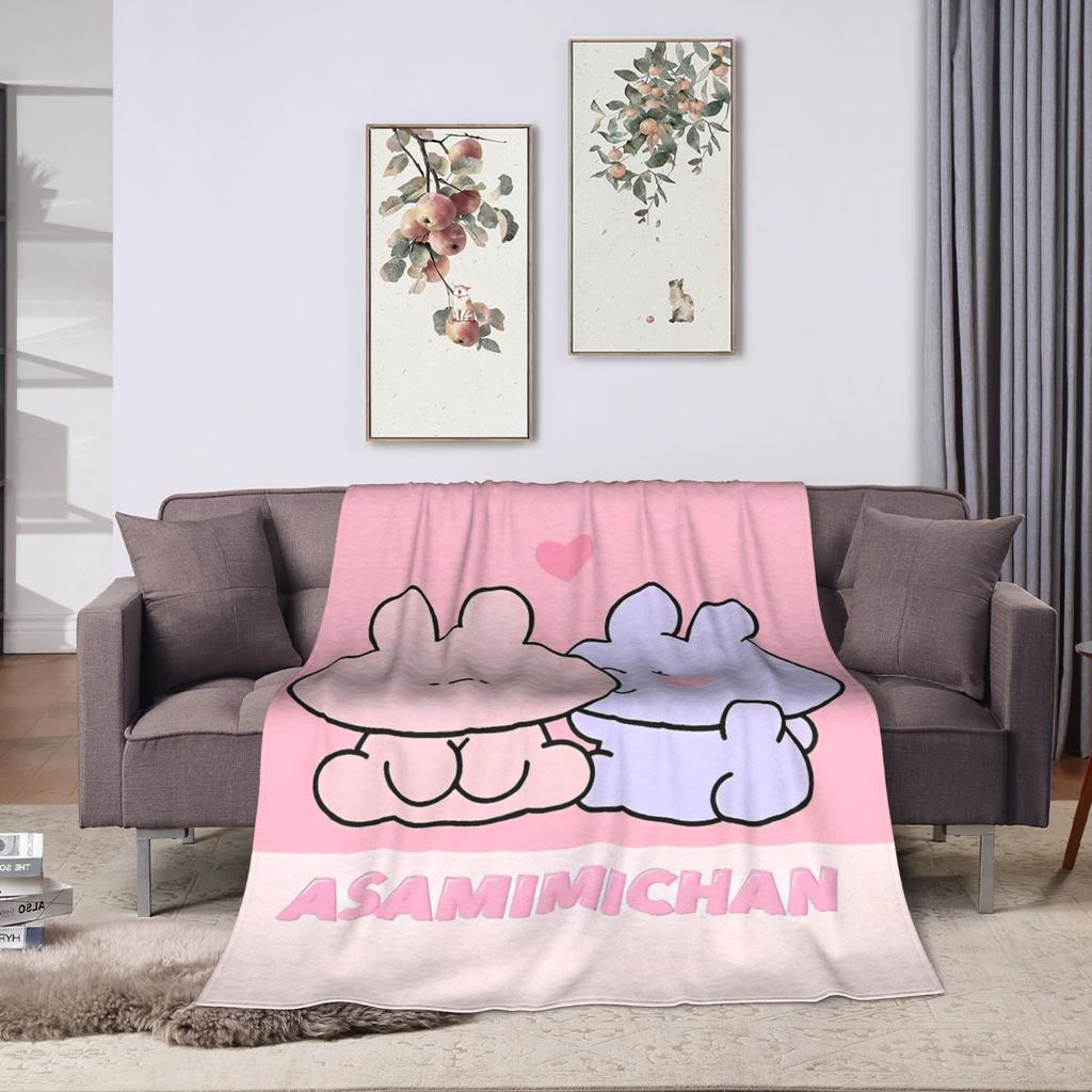 Asamimichaan Cute Asamimi Blanket Soft Warm Street Trend Plush Throw Blanket For Couch Bed Picnic Flannel Bedspread Bed Cover