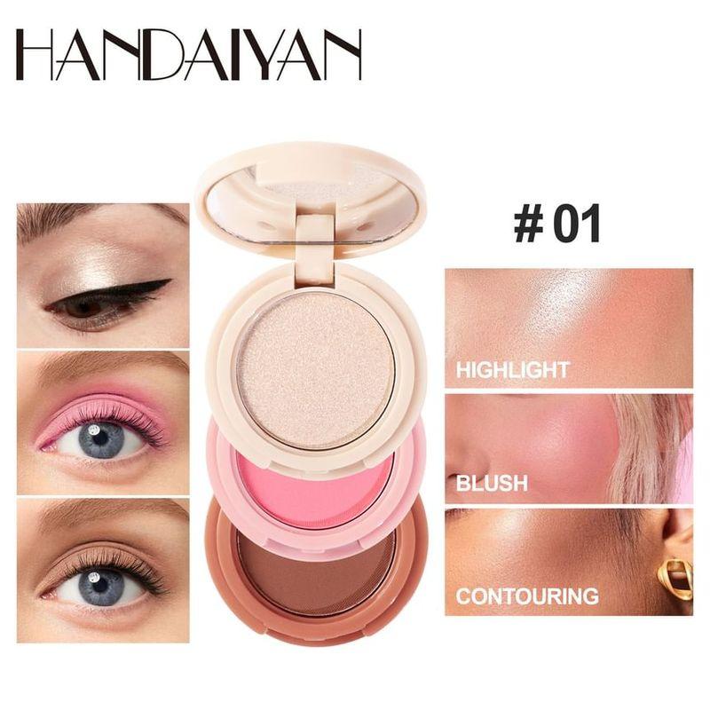 HANDAIYAN - Палетка 3 в 1 Хайлайтер Румяна Контур - 3 типа