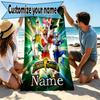 Custom Name Personalized Mighty Morphin Power Rangers Print Beach Towel, for Trip Camping Beach Party Home Decor, Birthday Gift for Family & Friends