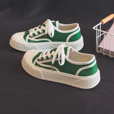 Женские парусиновые туфли на шнуровке с утолщенной подошвой, на плоской подошве, с мелким вырезом, низкие, студенческие кеды, повседневные маффины, белые туфли