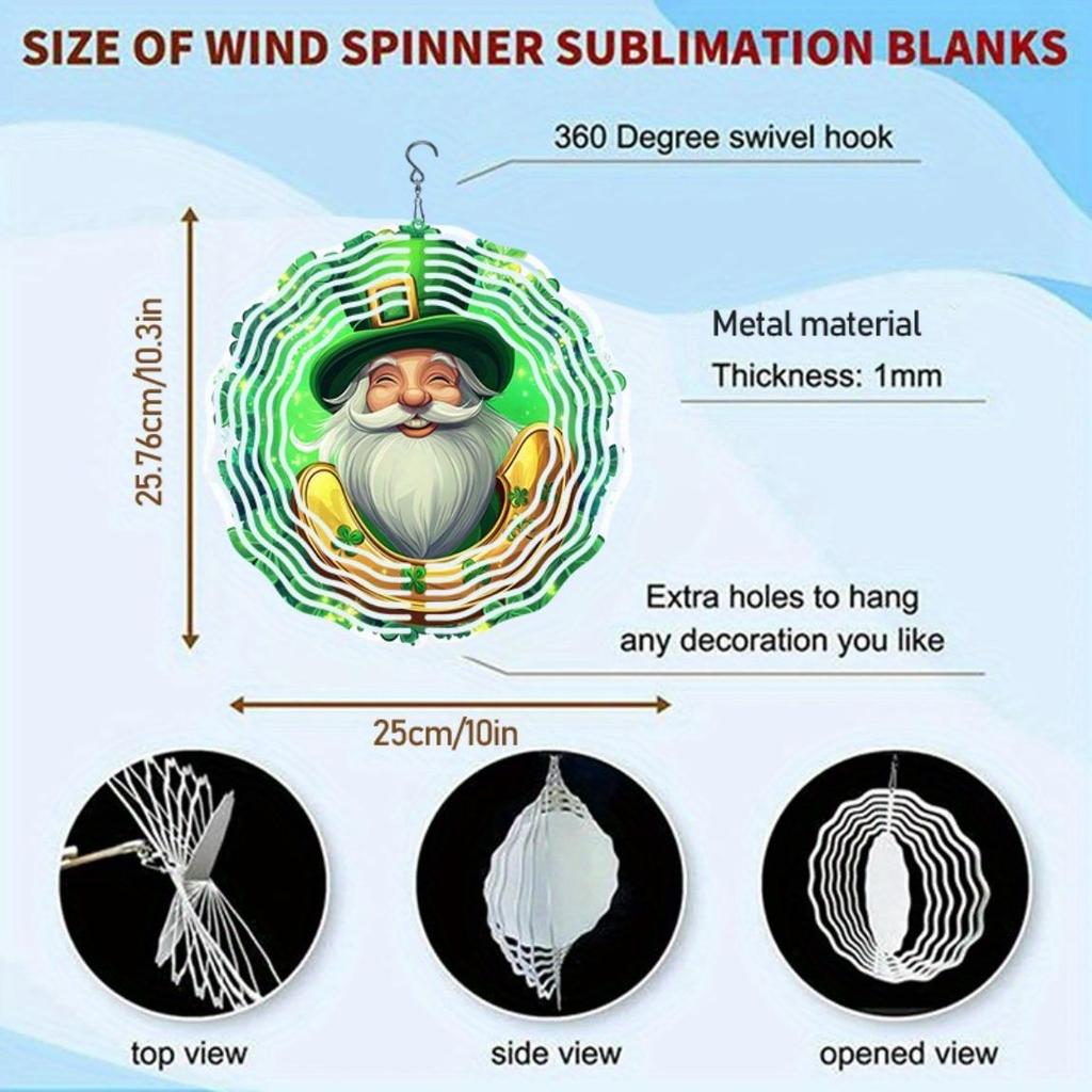 Lucky Gnome Wind Chime for Outdoor Garden Patio Decor with Horseshoe and Clover 360 Degree Rotating Hook Weatherproof 3D Artwork Universal Holiday