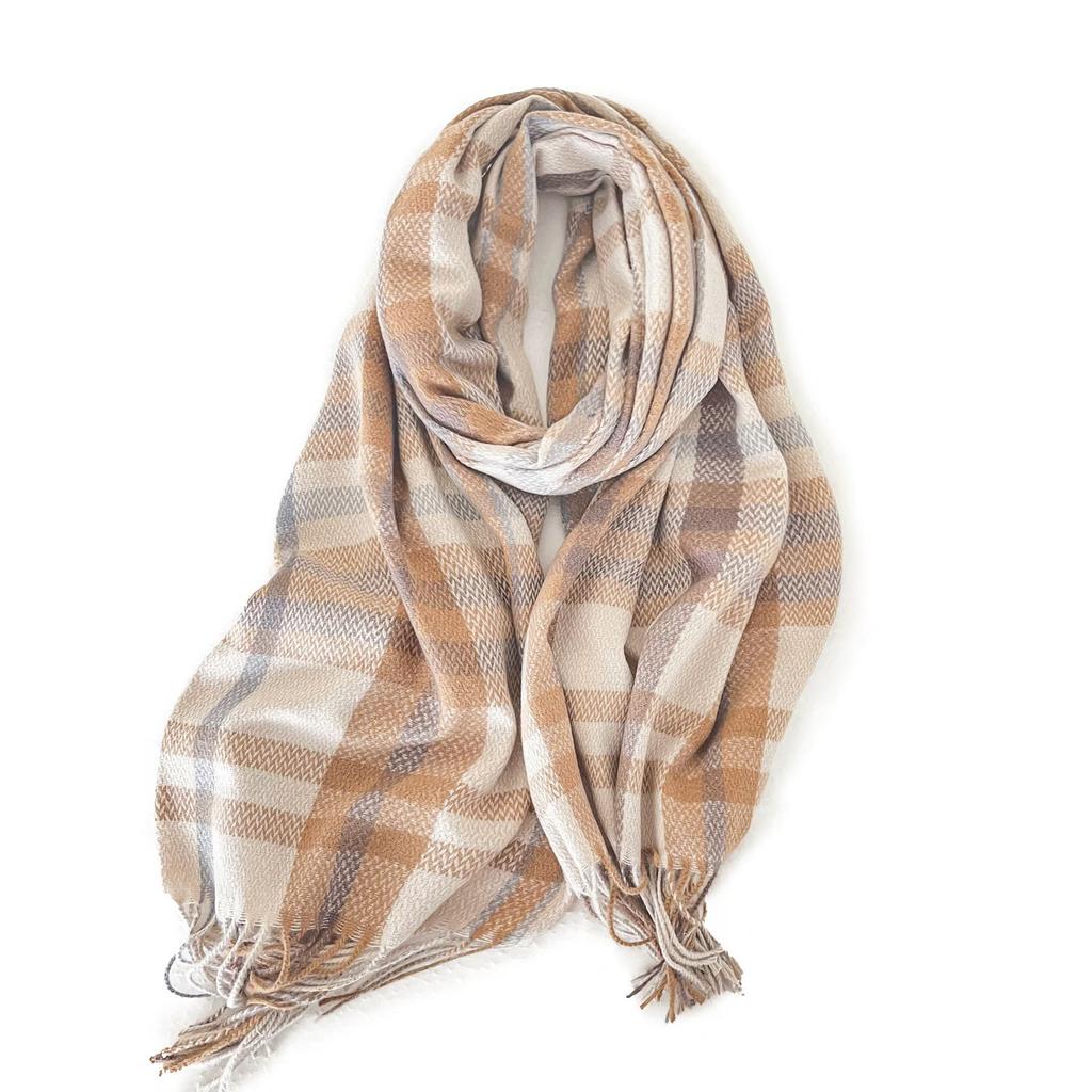 Medium To Long Thick Scarf Sweet and Warm Imitation Cashmere Scarf Plaid Shawl Scarf