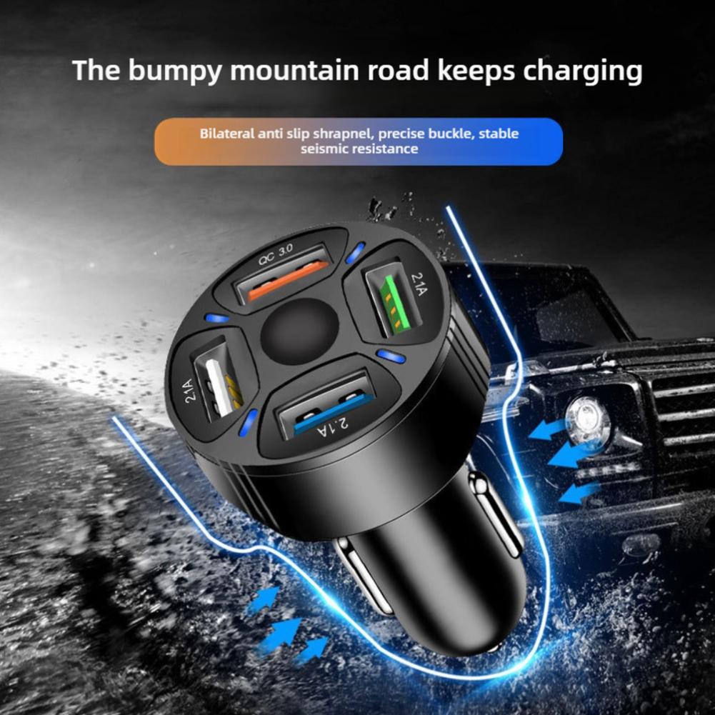 4 In 1 Car Charger Fast Charging QC3.0 Socket Power Adapter Cigarette Lighter For IPhone 16 15 14 13