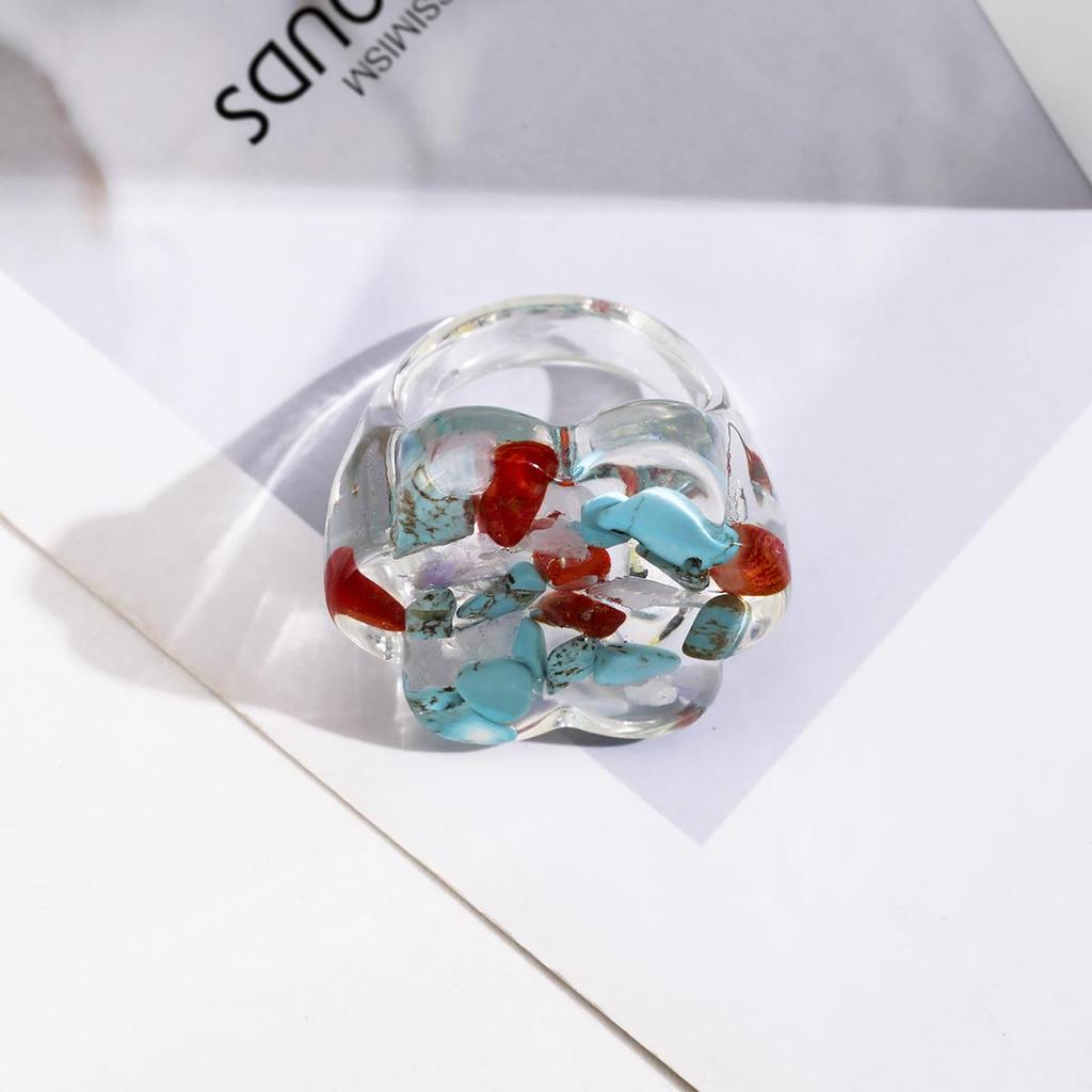 Кольцо из смолы, прозрачное кольцо с фруктами, модное кольцо ручной работы, милое женское дизайнерское стильное кольцо