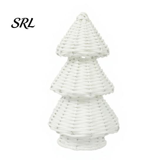 Decorative Tree for Hotel Front Desks Handwoven Rattan Christmas Tree, Cone Xmas Tabletop Ornament, Rustic Small Desk Holiday Centerpiece Mantel