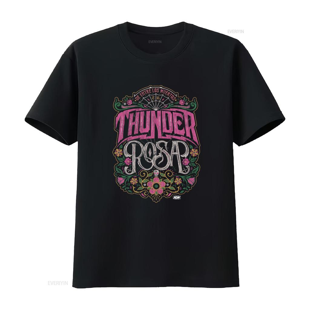 Thunder Rosa De Entre Los Muertos Официальная футболка AEW Смелый дизайн с цветочными мотивами черепа винтажная стирка удобная