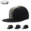Punk Style Hip-Hop Five-Row Rivet Adjustable Baseball Cap with Flat Brim