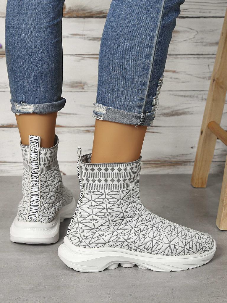 Модные носки кроссовки женская спортивная обувь спортивная обувь женские дышащие повседневные эластичные ботинки на толстой подошве из вулканизированной стали