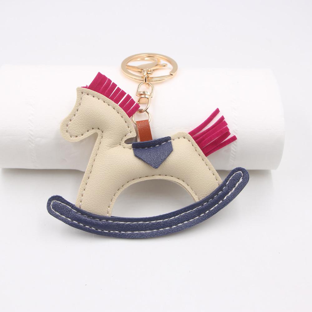 Креативная подвеска на рюкзак в виде качающейся лошади, подвеска для автомобиля, карусель, брелок в виде пони с хлопковым наполнителем, ювелирная цепочка