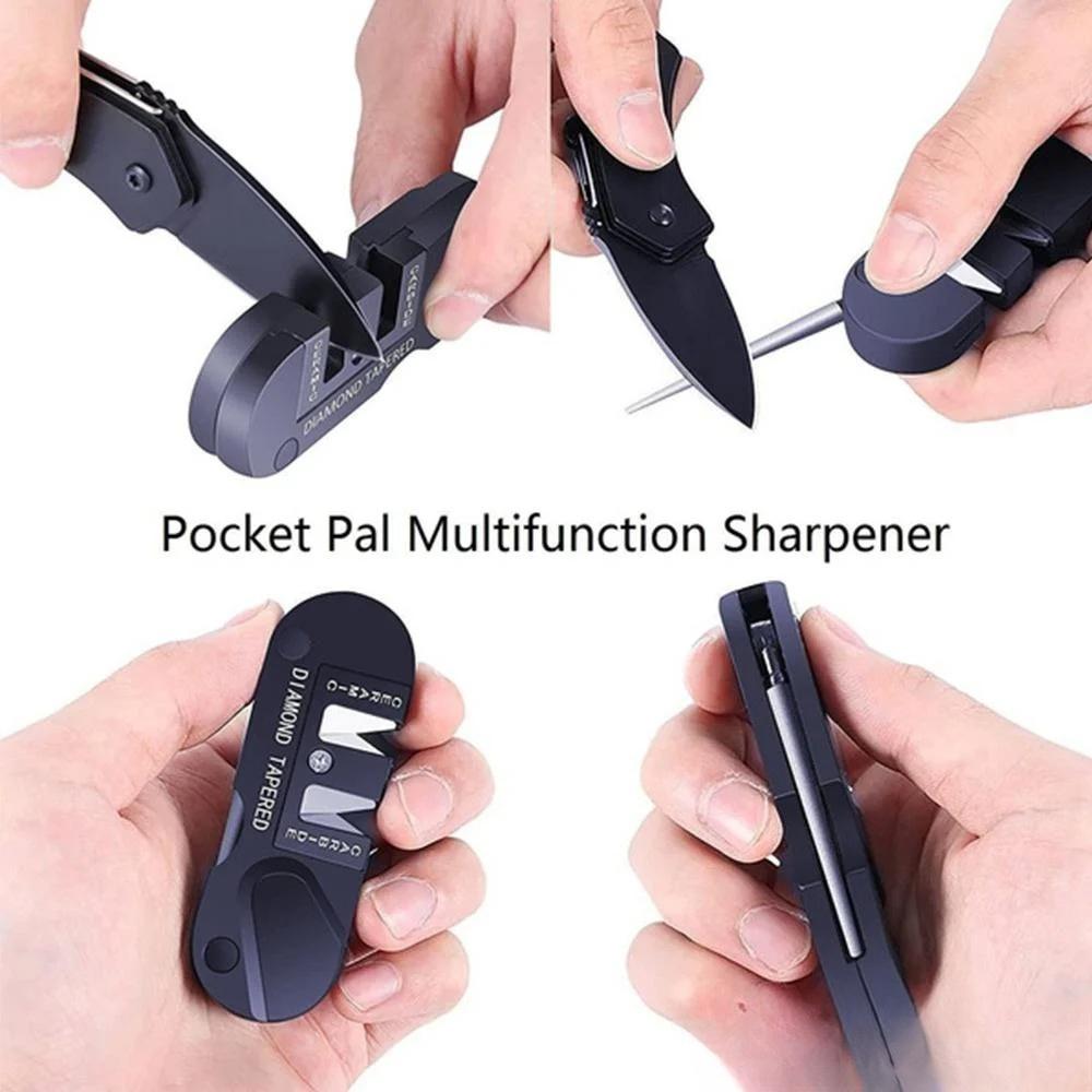 1 шт. Многофункциональная карманная точилка для ножей 4 в 1 Складной точильный камень с 3 этапами Керамический и Карбидный и Алмазный конический