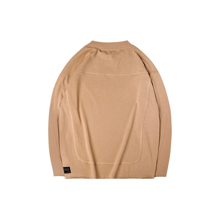 Футболка Li Ning X Jackie Chan Collaboration Kung Fu Series, однотонная, свободная, с круглым вырезом, длинным рукавом, мужские топы, дымчато-абрикосовый цвет AHSQ321-2