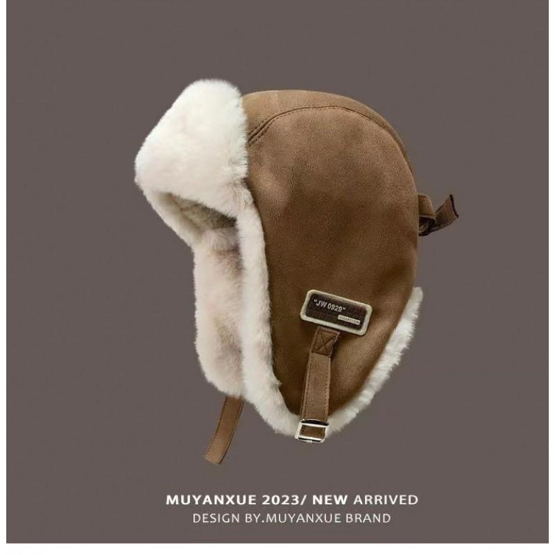 Unisex Winter Warm Fleece Lined Aviator Hat With Ear Flaps Windproof Outdoor Riding Cap Men Women