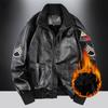 Autumn Men's Plush Leather Jacket Casual Plus Size Jacket Tooling Flying Leather Jacket Motorcycle Leather Jacket