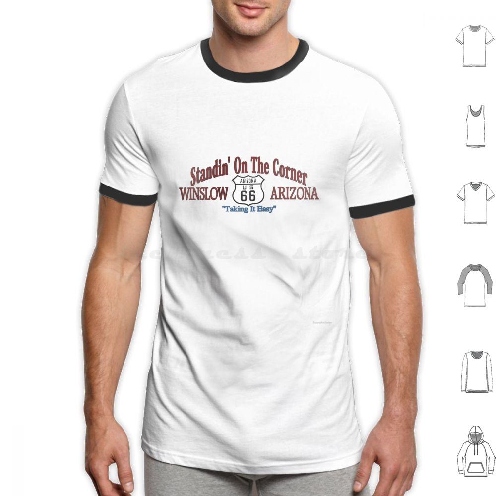 Standing On The Corner In Winslow Arizona T Shirt Big Size 100 Cotton Take It Easy Arizona Winslow Route 66