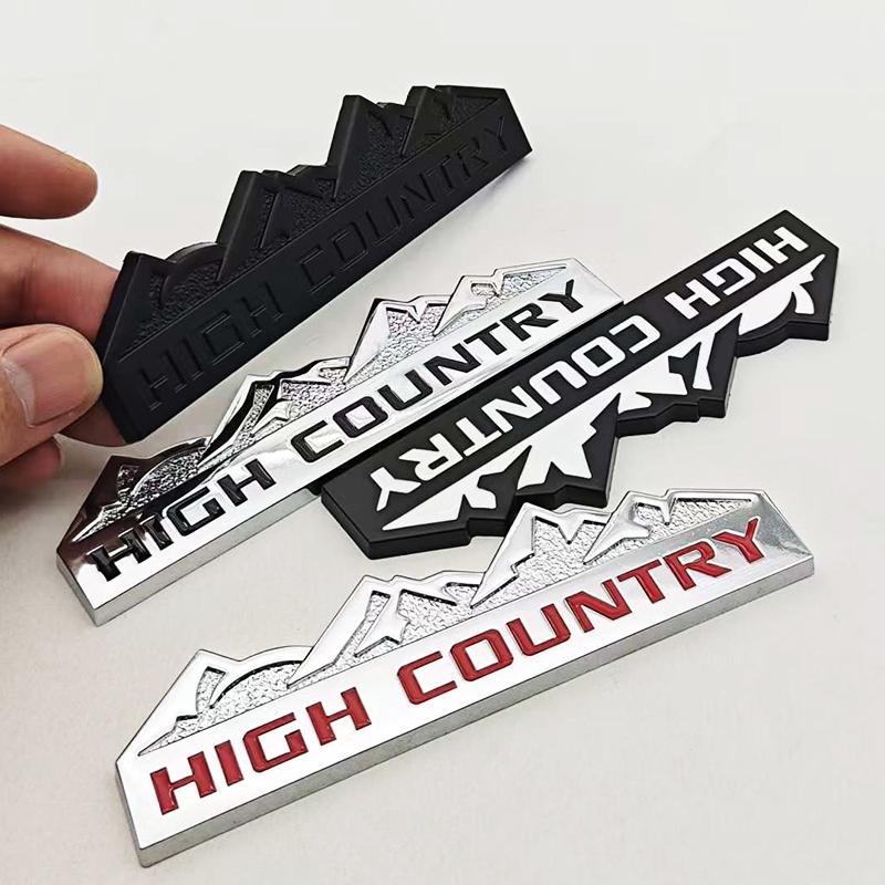 3D Metal Car Styling Logo HIGH COUNTRY Badge Emblem Decals For Chevrolet Jeep Dodge Ford Modified Snow Mountain Auto Accessories la2