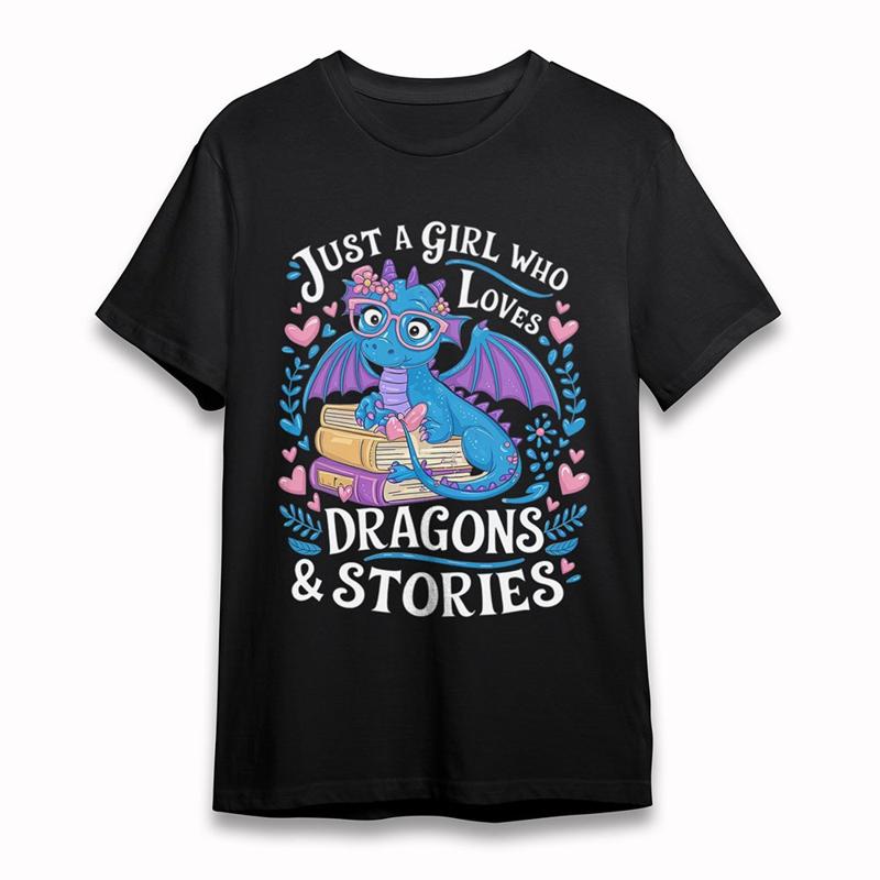 Men'S Fashion Classic T Shirt Dragon Story Black Cotton