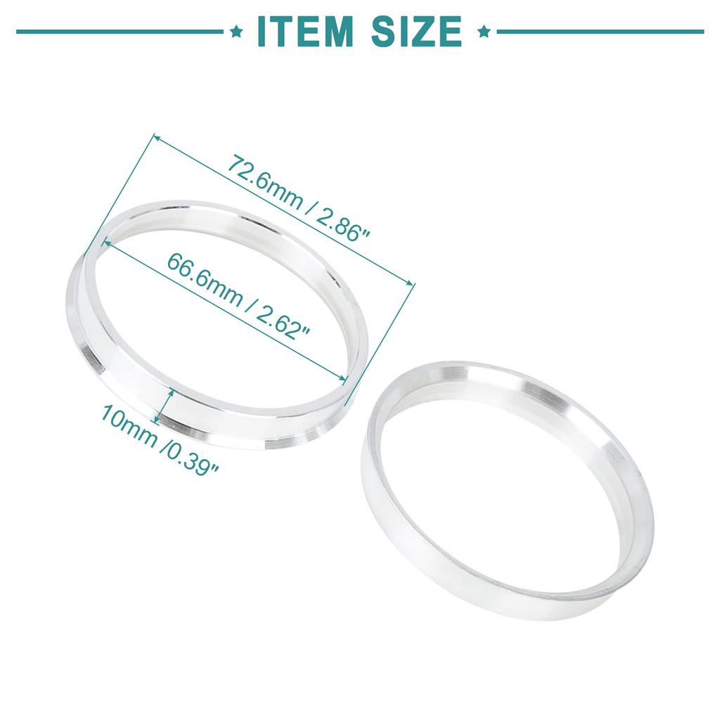 ACROPIX Центровочные кольца ступицы 72.6-66.6мм Серебристый тон 4шт