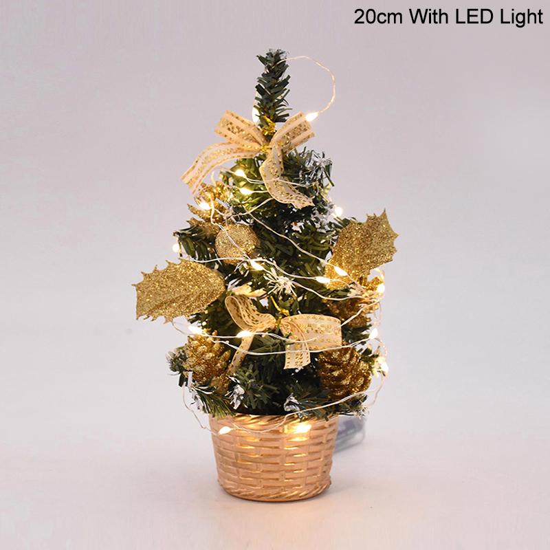 20/30cm Artificial Christmas Tree with LED Light Balls 2025 Christmas Decoration for Home 2025 New Year Gift Xmas Table Ornament