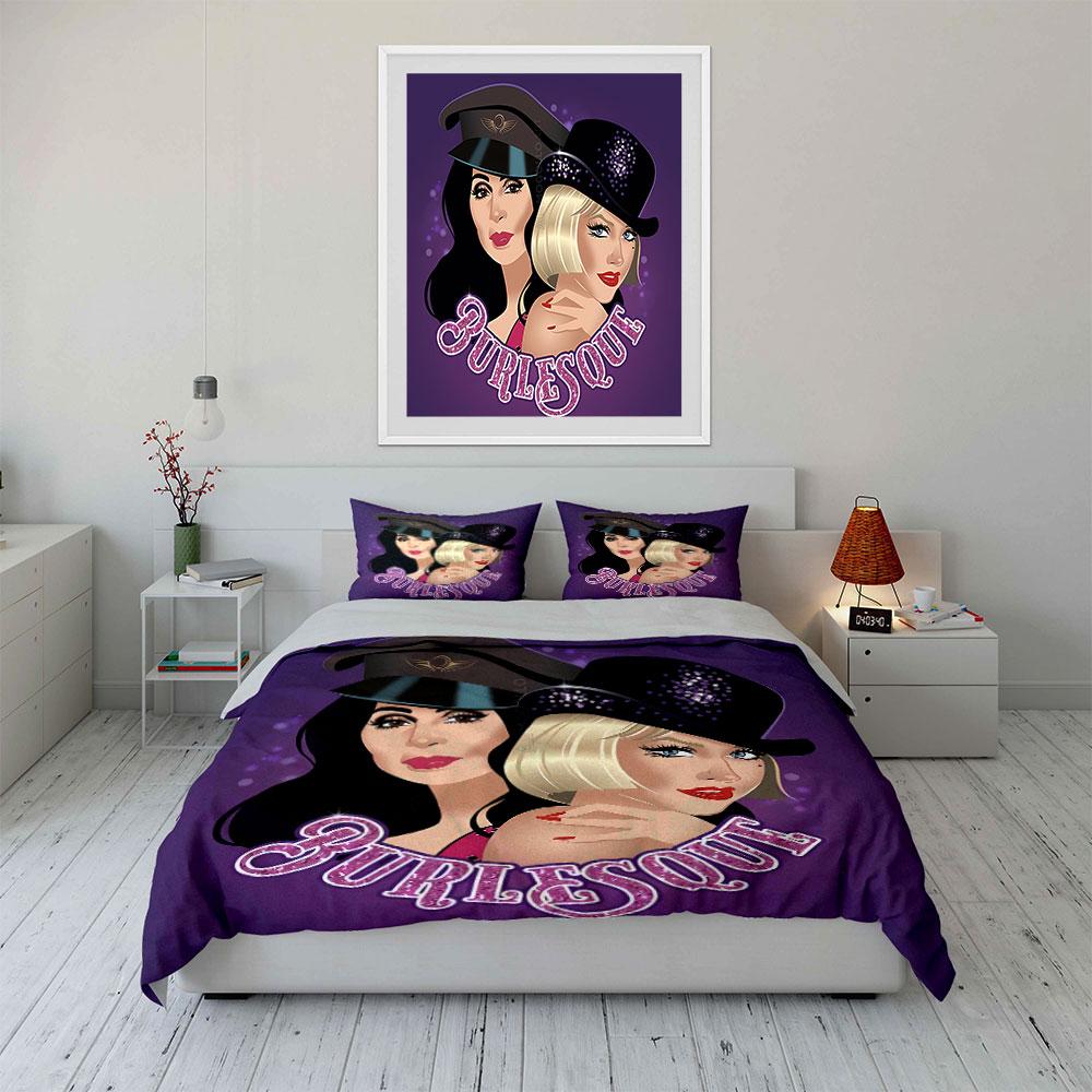 Burlesque Glam Style Art Bedding Duvet Cover Set Duvet Cover Pillowcases (1*Duvet Cover 2*Pillowcases, without duvet insert)