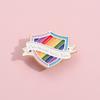 Letter Contemporary Rainbow Brooch Trendy Shield Shape Metal Badge Colorful Fashionable Pin
