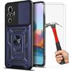 Case and Tempered Glass For Xiaomi Redmi Note 10 Pro 4G - Navy Blue - Reinforced Edge - Shockproof