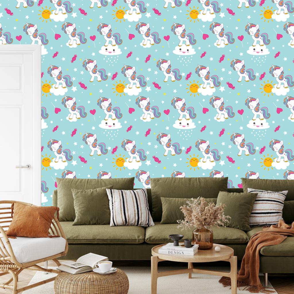 Beautiful sleeping unicorns wallpaper for living room and bedroom 50x1000