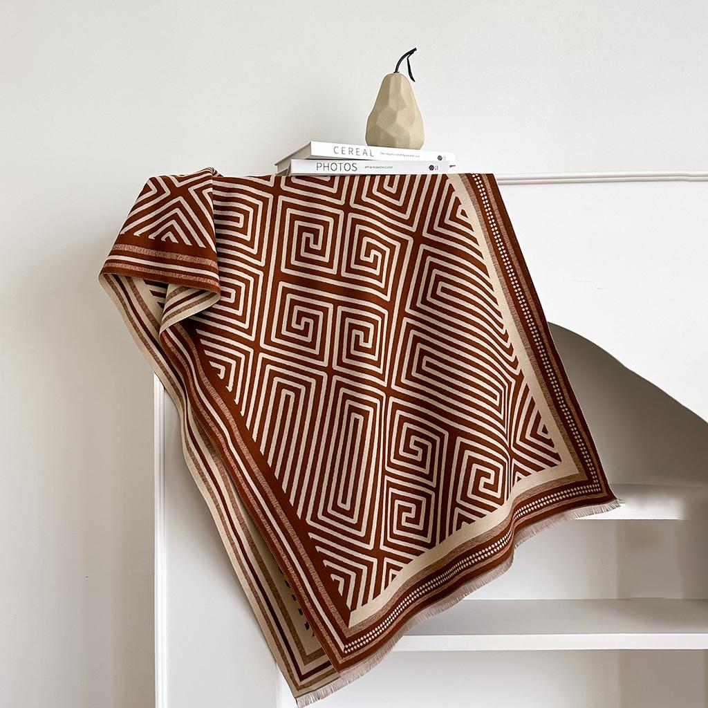 Осенне-зимний шарф из искусственного кашемира для женщин, высококлассный, с ощущением легкой роскоши, шаль с теплым и утолщенным шарфом