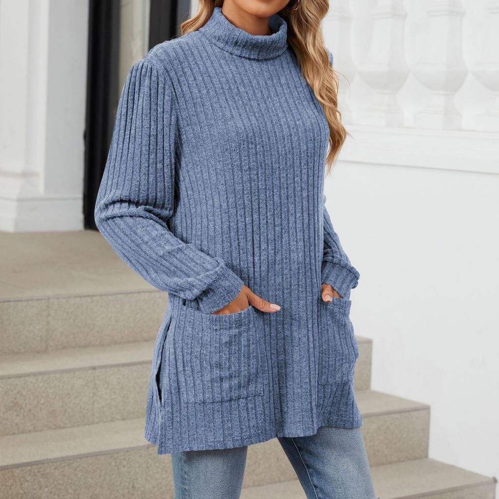 HNXC Женская мода повседневная однотонная водолазка с длинным рукавом и полуворотом, толстовки и свитшоты