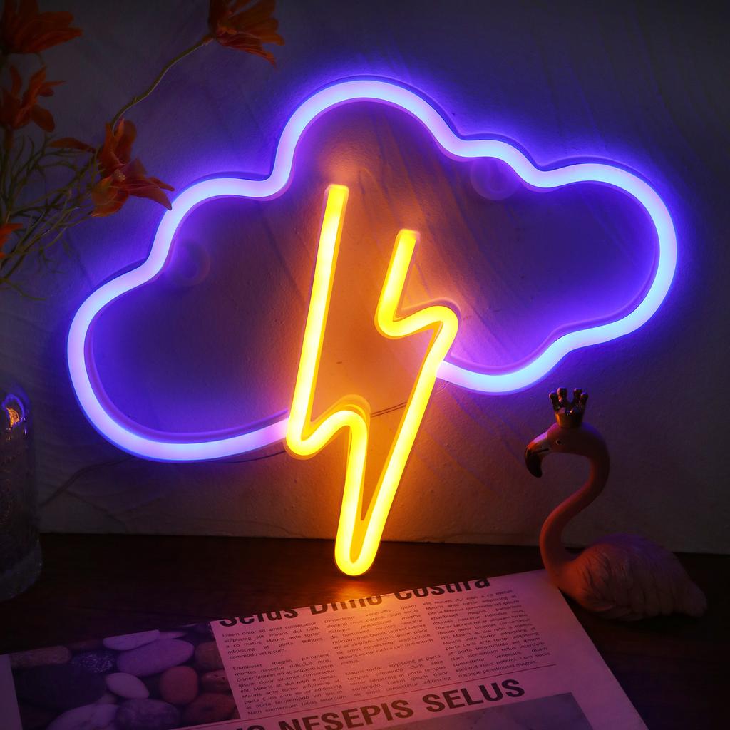 Battery/USB LED Neon Light Wall Decoration Butterfly Lightning Heart Neon Sign Night Light for Kids Bedroom Wedding Party Gift