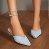 New Baotou Semi-slippers Women's Summer Wear Metal Pointed Toe Shallow Suede Non-slip Stiletto High Heels