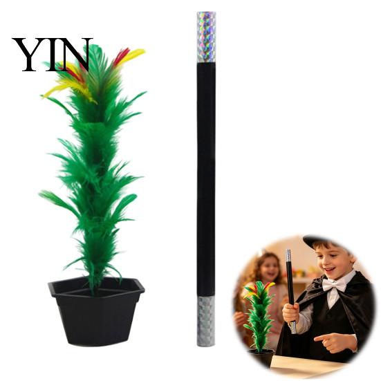 Colorful Feather Flower Stick to Magic Trick, Appearing in Pot from Wand, Impromptu Tricks Up Close Stage Trick Props for Street Performance, Parties