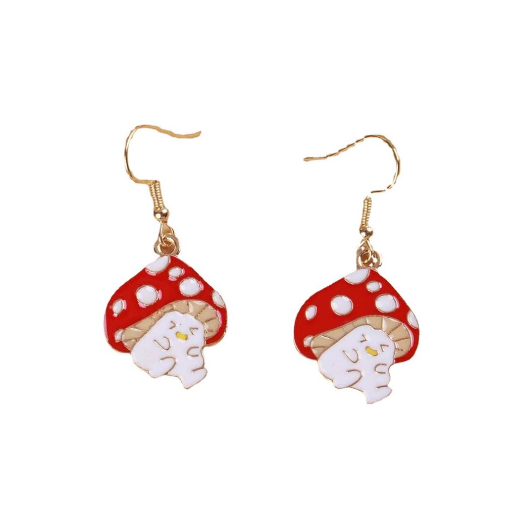 Милые мультяшные грибы, различные выражения действий, крючки для ушей, новые креативные серьги, модные забавные аксессуары
