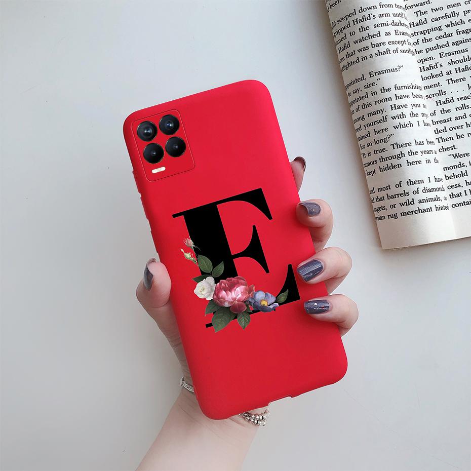 For Realme 8 Pro Case Silicon Soft Letter Monogram Flowers Phone back cover For Oppo Realme8 4G RMX3085 Realme 8 Pro Bumper Case