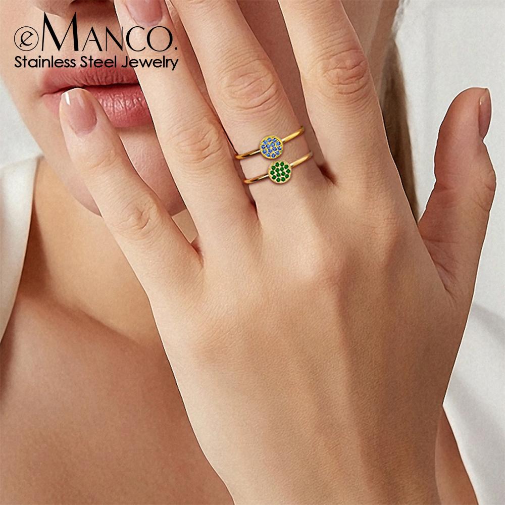 eManco Unique Personalized Natural Birthstone Rings Stainless Steel Elegant Jewelry for Women's Parties Daily Wear Gifts