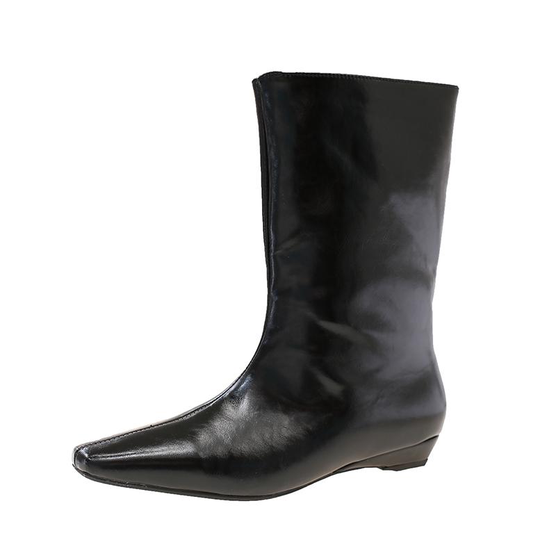 Модные женские ботильоны на плоской подошве с квадратным носком, дизайнерская обувь, модные зимние новинки 2025, повседневные, уютные готические челси, женские ботинки