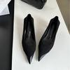Retro Pointed Single Shoes Women's Outer Wear High-end Suede Korean Version High Heels Women's Thin Heels French Splicing Soft Leather Women's Shoes