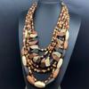 Long Necklace Retro Ethnic Style Multi-Layer Geometry Beach Pastoral Style Wood Colorfull