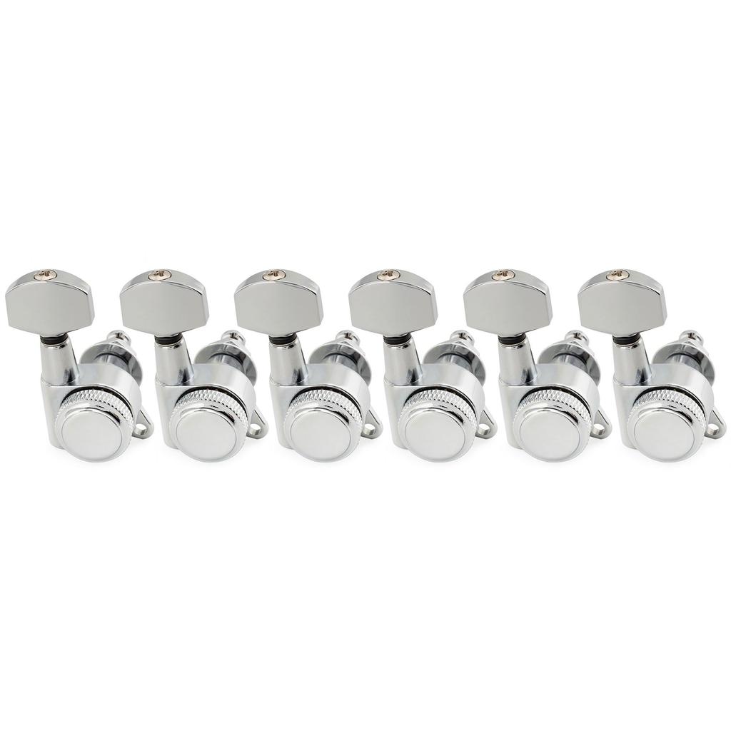 Musiclily Pro Guitar Locking Gear Chrome R18K-04 6-in-line Tuners, 181 Ratio,