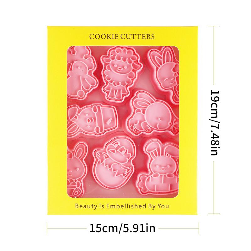 8 шт., пасхальный кролик, печенье, пластиковая форма, кролик, яйцо, печенье, штамп, тиснение, пасхальная вечеринка, помадка, торт, выпечка, украшения, инструменты